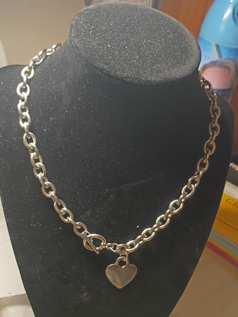 Silver Heart Toggle Chain Necklace - Women Jewelry